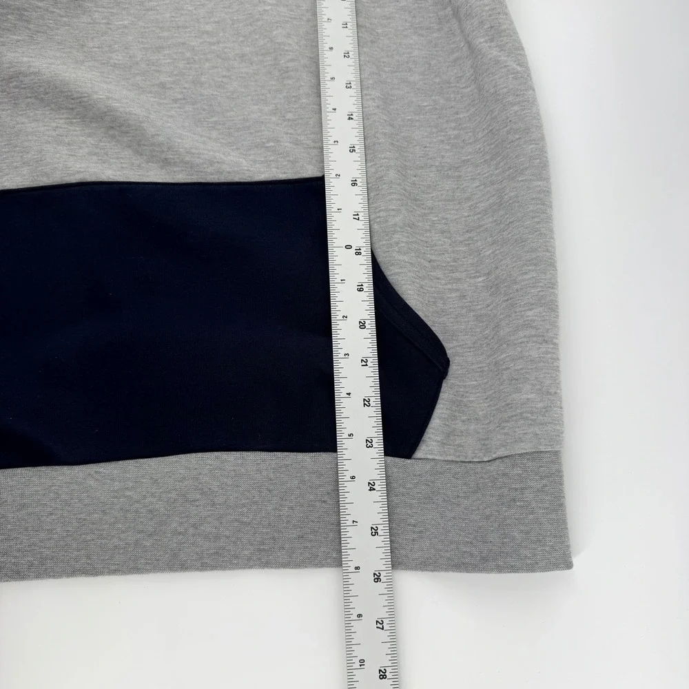 Polo Ralph Lauren Colorblock Hoodie Graphic Sleeve Pullover Gray Navy Large